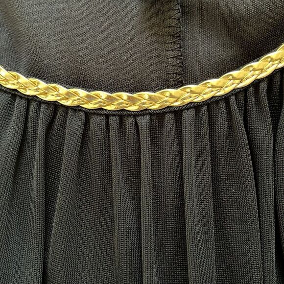Vintage 90’s Jump Apparel Black Lined Maxi Dress Gold Braided Straps XS - Picture 5 of 8